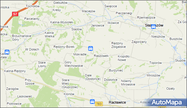 mapa Raszówek, Raszówek na mapie Targeo