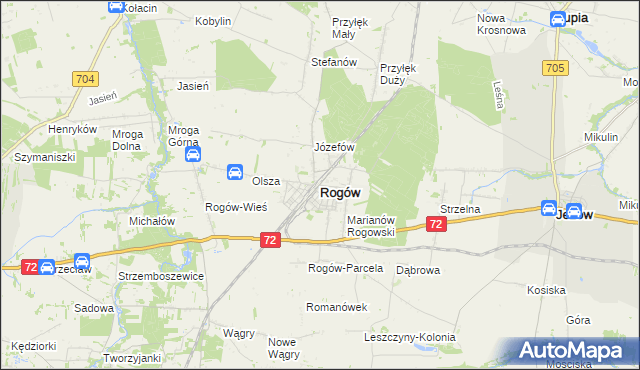 mapa Rogów powiat brzeziński, Rogów powiat brzeziński na mapie Targeo
