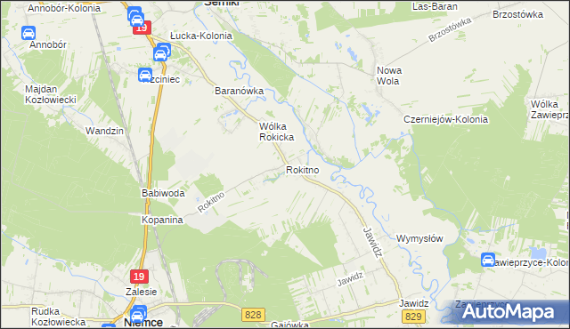 mapa Rokitno gmina Lubartów, Rokitno gmina Lubartów na mapie Targeo