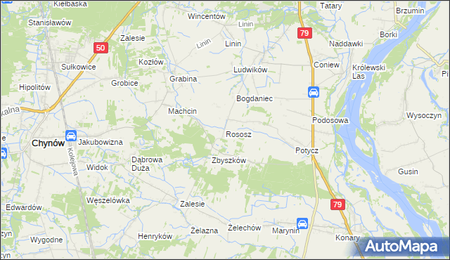 mapa Rososz gmina Chynów, Rososz gmina Chynów na mapie Targeo