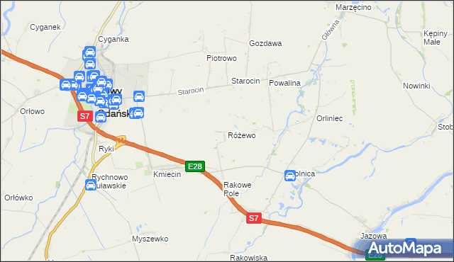 mapa Różewo gmina Nowy Dwór Gdański, Różewo gmina Nowy Dwór Gdański na mapie Targeo