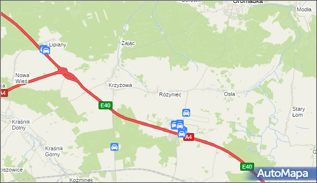 mapa Różyniec, Różyniec na mapie Targeo