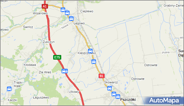 mapa Różyny, Różyny na mapie Targeo