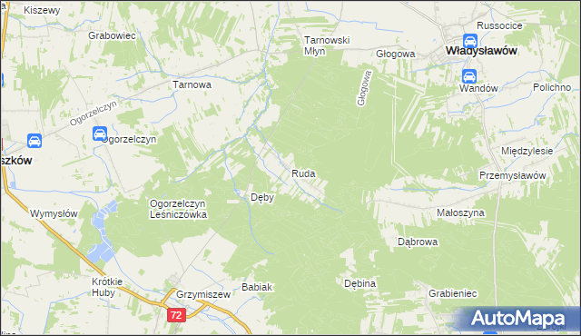 mapa Ruda gmina Tuliszków, Ruda gmina Tuliszków na mapie Targeo