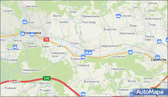 mapa Rudawa gmina Zabierzów, Rudawa gmina Zabierzów na mapie Targeo