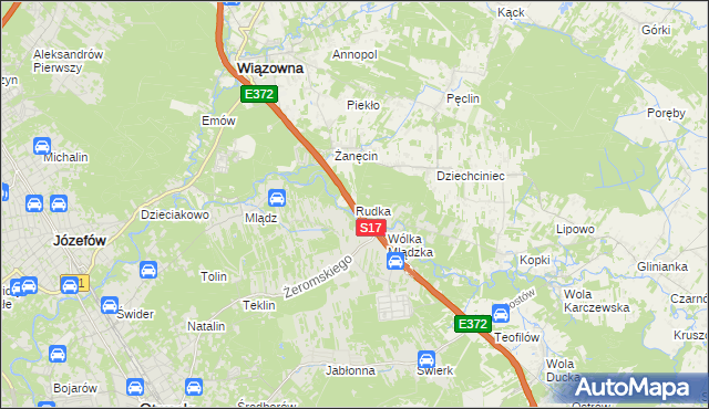 mapa Rudka gmina Wiązowna, Rudka gmina Wiązowna na mapie Targeo