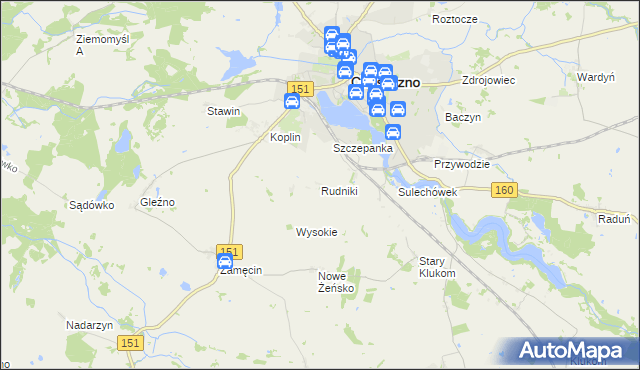 mapa Rudniki gmina Choszczno, Rudniki gmina Choszczno na mapie Targeo
