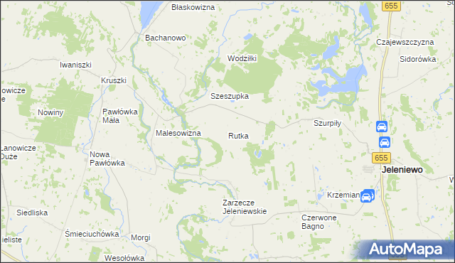 mapa Rutka gmina Jeleniewo, Rutka gmina Jeleniewo na mapie Targeo