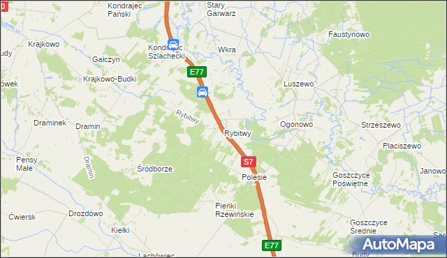 mapa Rybitwy gmina Baboszewo, Rybitwy gmina Baboszewo na mapie Targeo