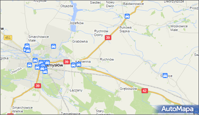mapa Rychnów gmina Namysłów, Rychnów gmina Namysłów na mapie Targeo