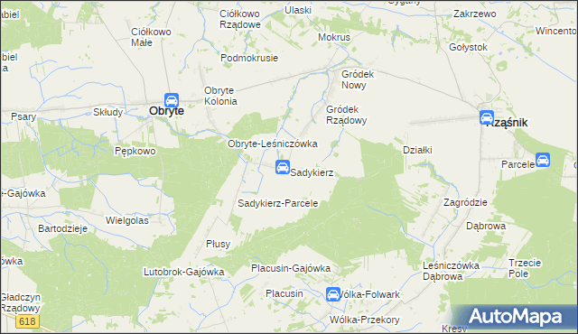 mapa Sadykierz gmina Obryte, Sadykierz gmina Obryte na mapie Targeo