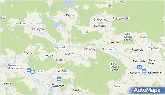 mapa Salamony gmina Czajków, Salamony gmina Czajków na mapie Targeo
