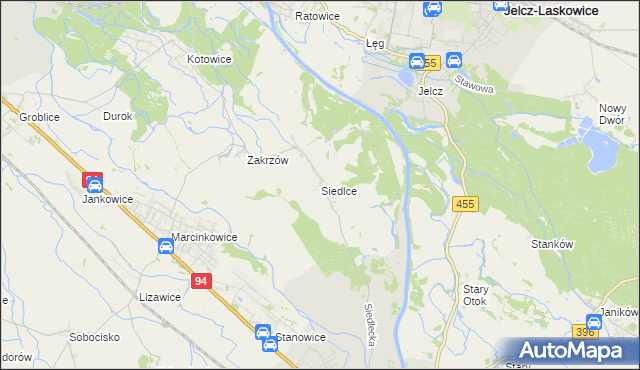 mapa Siedlce gmina Oława, Siedlce gmina Oława na mapie Targeo