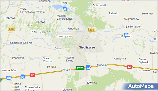 mapa Siedliszcze powiat chełmski, Siedliszcze powiat chełmski na mapie Targeo