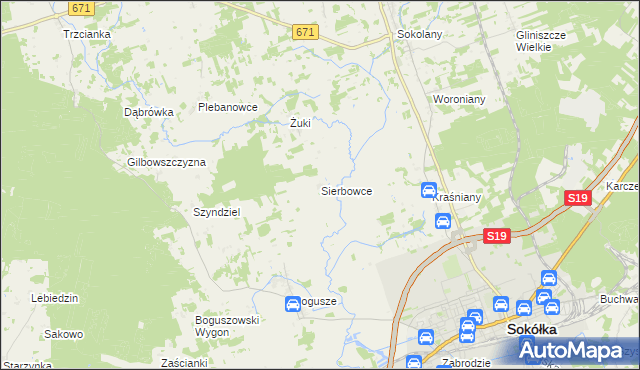 mapa Sierbowce, Sierbowce na mapie Targeo