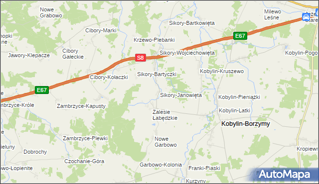 mapa Sikory-Janowięta, Sikory-Janowięta na mapie Targeo