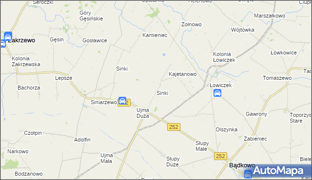 mapa Sinki gmina Bądkowo, Sinki gmina Bądkowo na mapie Targeo