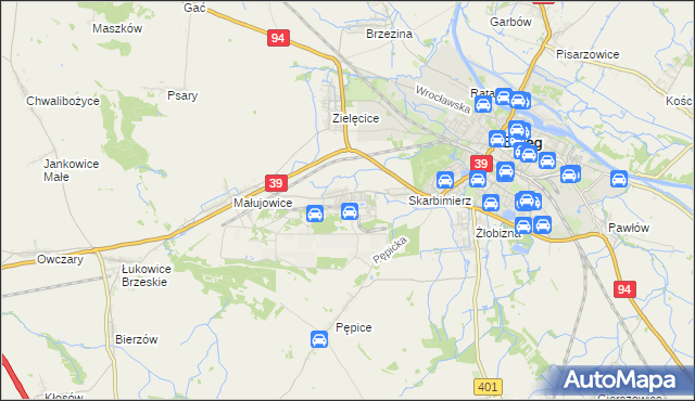 mapa Skarbimierz-Osiedle, Skarbimierz-Osiedle na mapie Targeo