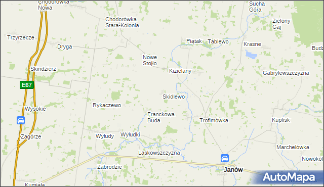 mapa Skidlewo, Skidlewo na mapie Targeo