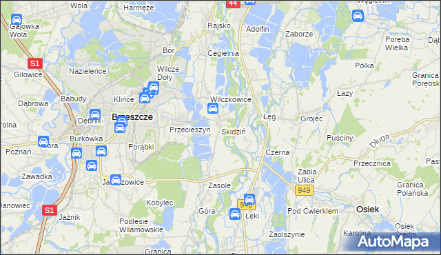 mapa Skidziń, Skidziń na mapie Targeo