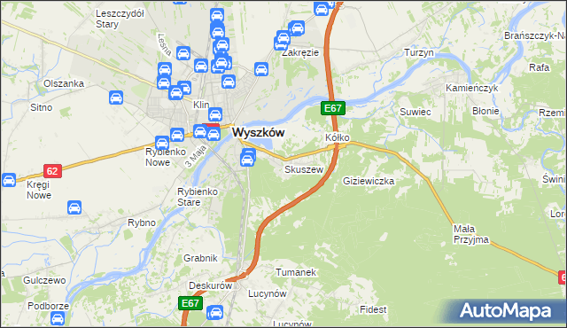 mapa Skuszew, Skuszew na mapie Targeo