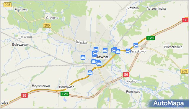 mapa Sławno, Sławno na mapie Targeo