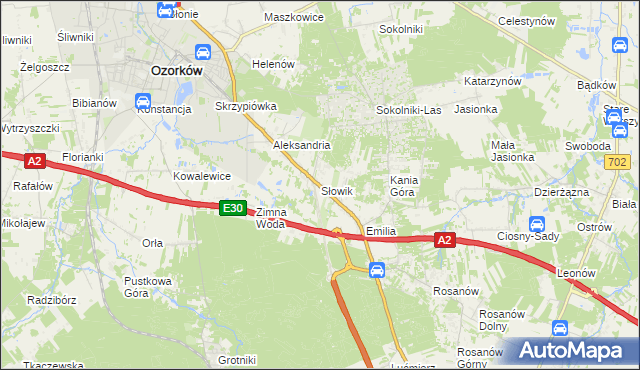 mapa Słowik gmina Zgierz, Słowik gmina Zgierz na mapie Targeo