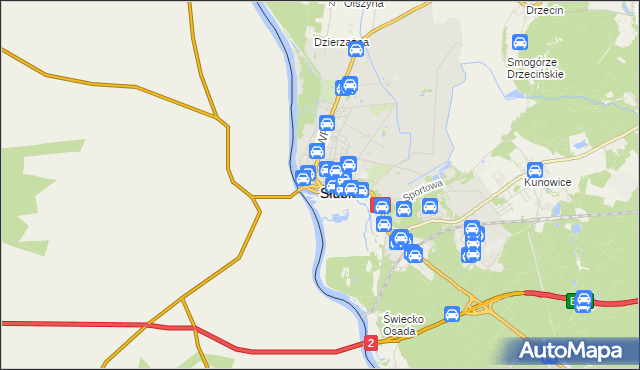 mapa Słubice, Słubice na mapie Targeo