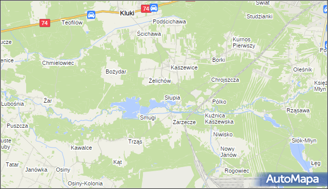 mapa Słupia gmina Kluki, Słupia gmina Kluki na mapie Targeo