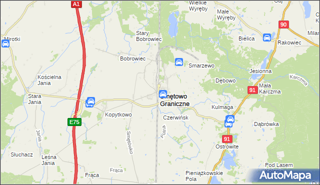 mapa Smętowo Graniczne, Smętowo Graniczne na mapie Targeo