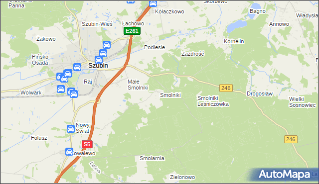 mapa Smolniki gmina Szubin, Smolniki gmina Szubin na mapie Targeo
