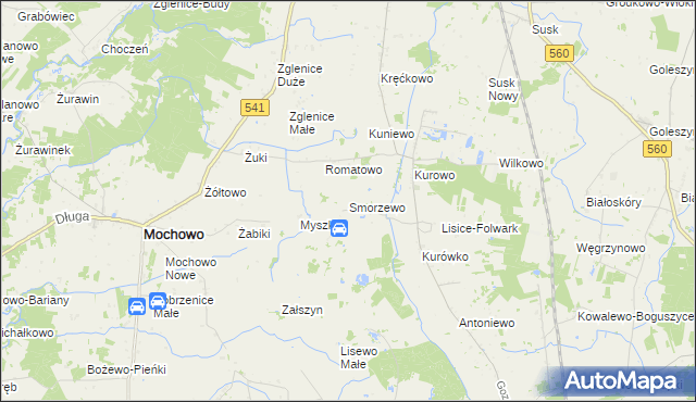 mapa Smorzewo, Smorzewo na mapie Targeo
