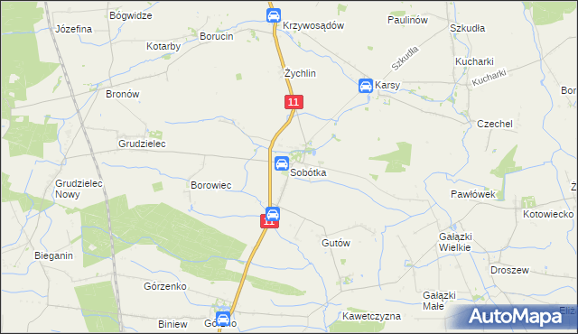 mapa Sobótka gmina Ostrów Wielkopolski, Sobótka gmina Ostrów Wielkopolski na mapie Targeo