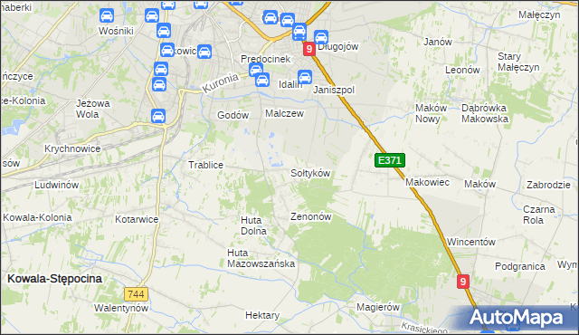 mapa Sołtyków gmina Skaryszew, Sołtyków gmina Skaryszew na mapie Targeo