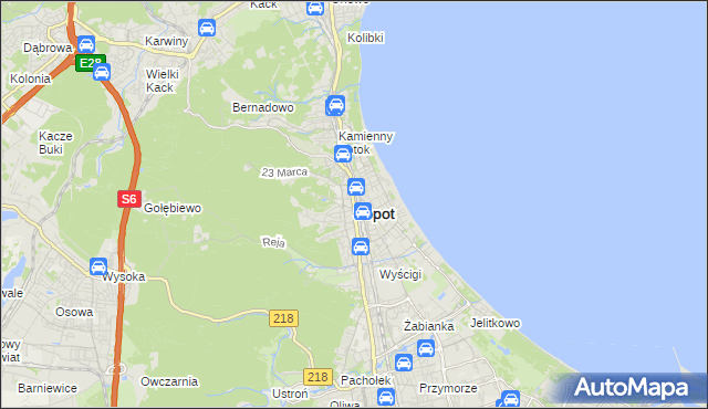 mapa Sopotu, Sopot na mapie Targeo