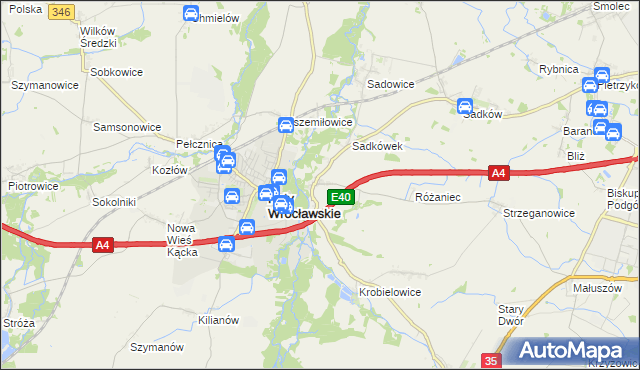 mapa Sośnica gmina Kąty Wrocławskie, Sośnica gmina Kąty Wrocławskie na mapie Targeo