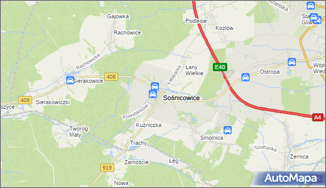 mapa Sośnicowice, Sośnicowice na mapie Targeo