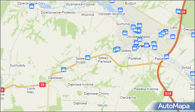 mapa Spławy Pierwsze, Spławy Pierwsze na mapie Targeo