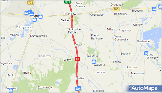 mapa Stare Piaski gmina Piątek, Stare Piaski gmina Piątek na mapie Targeo