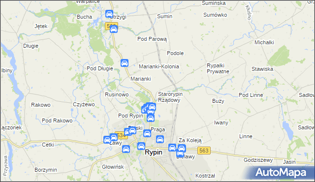 mapa Starorypin Rządowy, Starorypin Rządowy na mapie Targeo