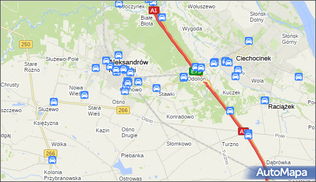 mapa Stawki gmina Aleksandrów Kujawski, Stawki gmina Aleksandrów Kujawski na mapie Targeo