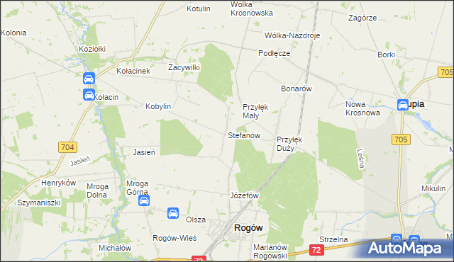 mapa Stefanów gmina Rogów, Stefanów gmina Rogów na mapie Targeo