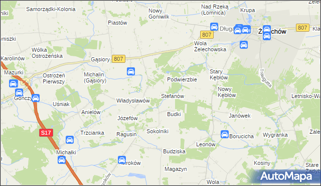 mapa Stefanów gmina Żelechów, Stefanów gmina Żelechów na mapie Targeo