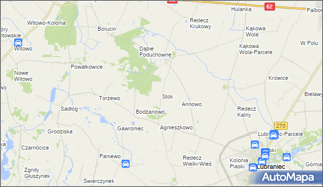 mapa Stok gmina Lubraniec, Stok gmina Lubraniec na mapie Targeo