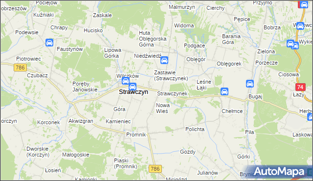 mapa Strawczynek, Strawczynek na mapie Targeo