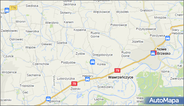 mapa Stręgoborzyce, Stręgoborzyce na mapie Targeo