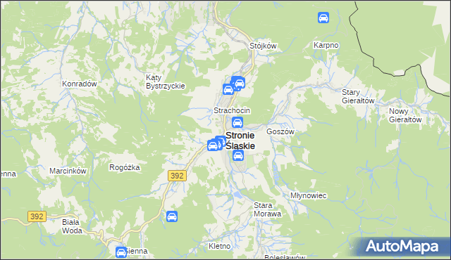 mapa Stronie Śląskie powiat kłodzki, Stronie Śląskie powiat kłodzki na mapie Targeo