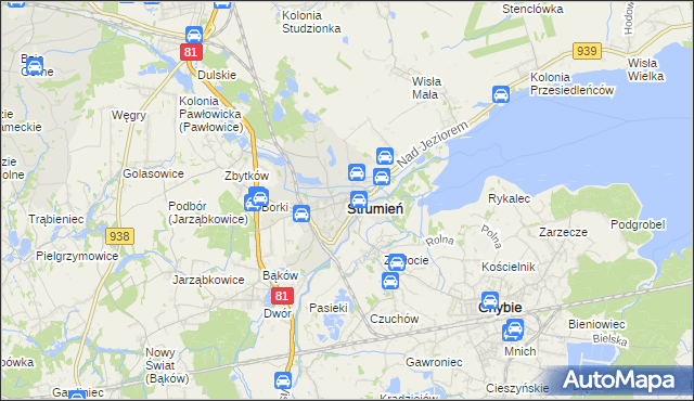 mapa Strumień powiat cieszyński, Strumień powiat cieszyński na mapie Targeo