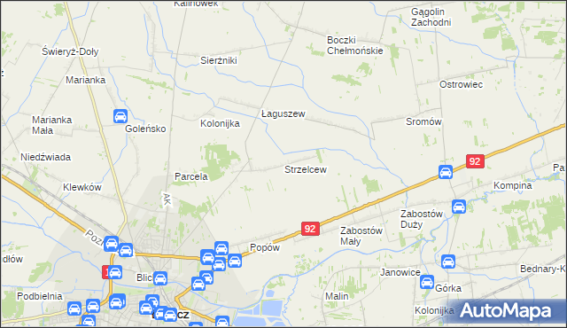 mapa Strzelcew, Strzelcew na mapie Targeo