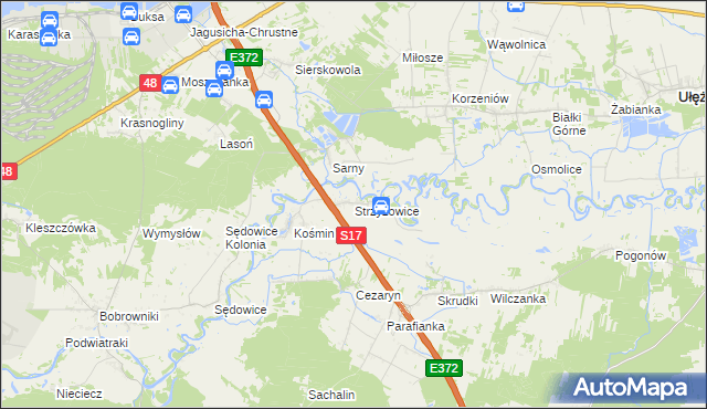 mapa Strzyżowice gmina Żyrzyn, Strzyżowice gmina Żyrzyn na mapie Targeo